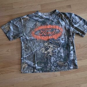 Legendary Women's M Oversized Ford Logo Camo SS Tee with Orange Logo